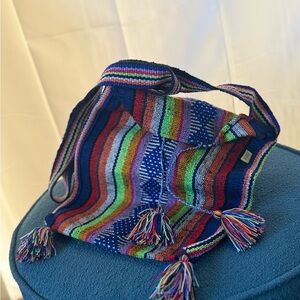 Multicolor Striped Women's Tote Bag(MADE IN MEXICO)🇲🇽
